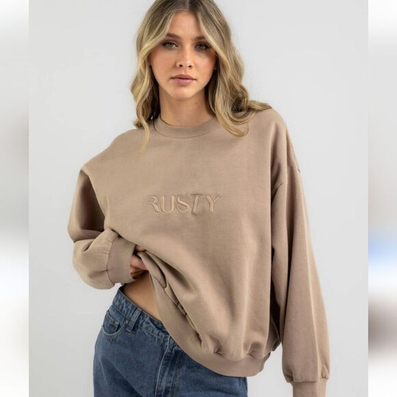 Rusty Women's Oversized Sweatshirt in Taupe Sz M - Picture 1 of 9
